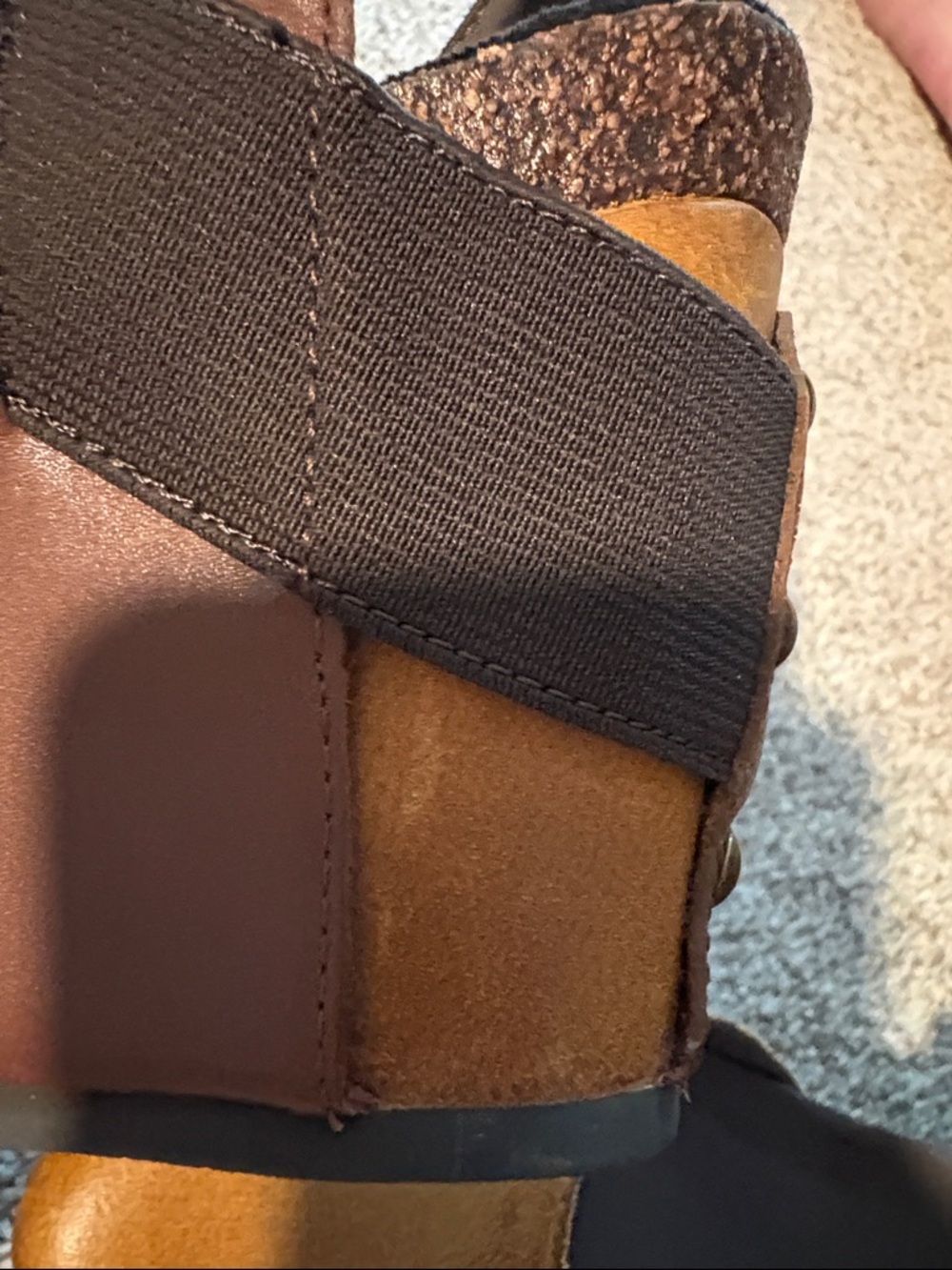 Women’s Tan Leather Slingback Flats with Elastic Strap - Picture 7 of 8